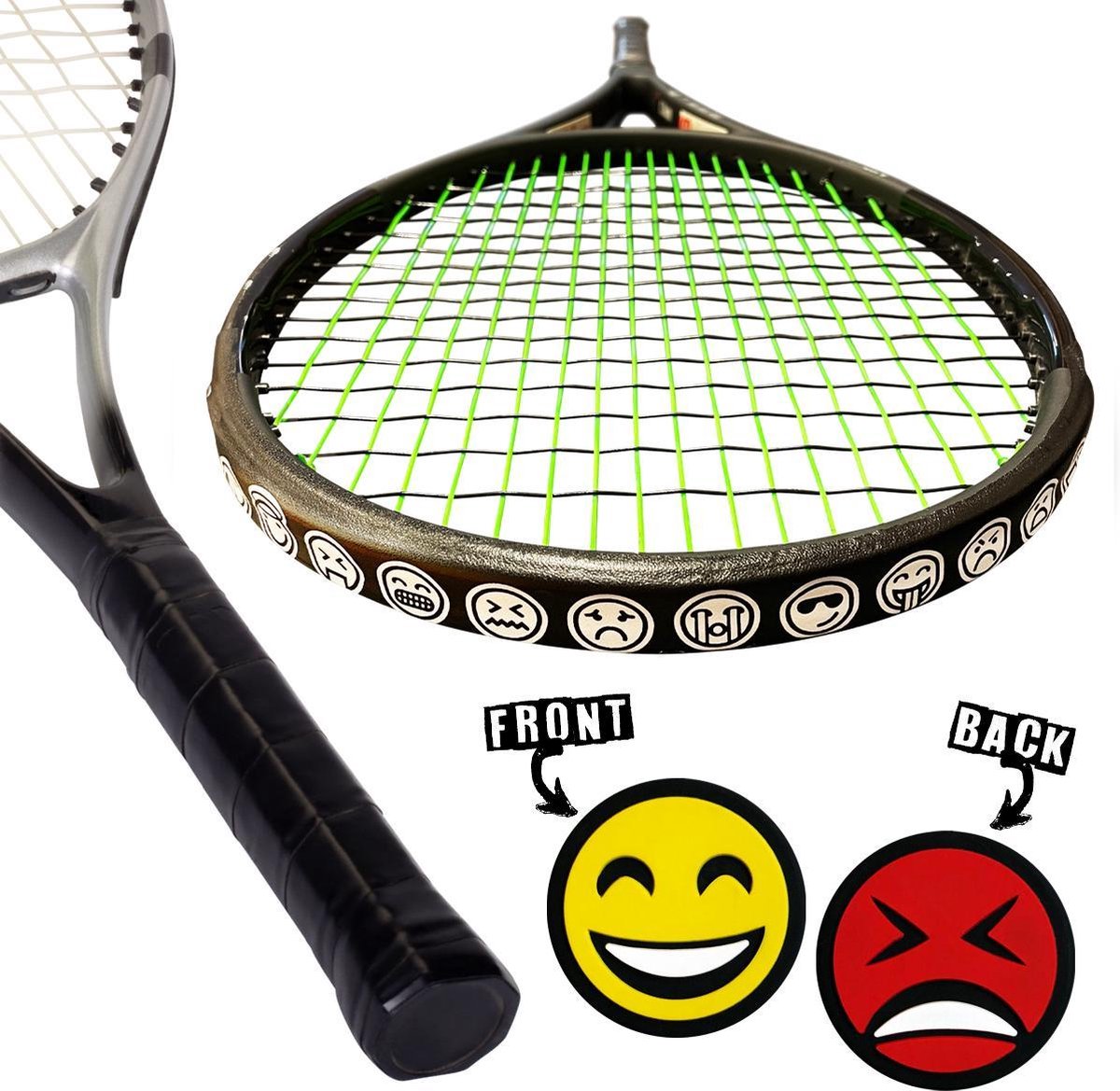 Dempertje.nl - Tennis Overgrip + Toptape Smiley + Tosdemper - Blij/Boos - #080 - 1 stuk