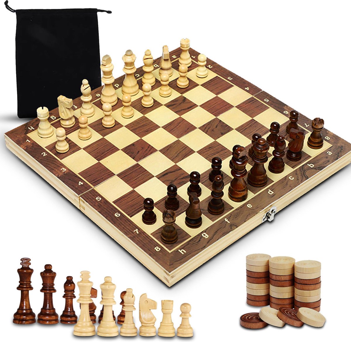 3-in-1 Schaakbord - Schaakspel - Schaakset