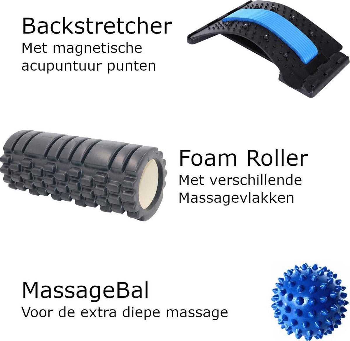 Foam Roller - Massage Roller - In combinatie met een Backstretcher - Rugstretcher