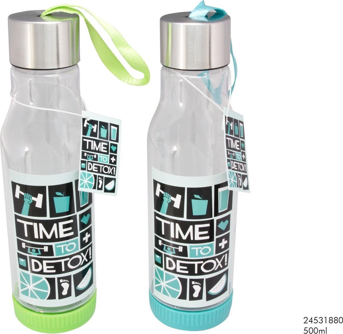 Drinkfles 'detox' groen/blauw 500ml