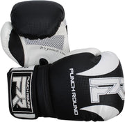 Punch Round Bokshandschoenen SLAM Mat Carbon Zwart Wit 14 OZ Bokshandschoenen
