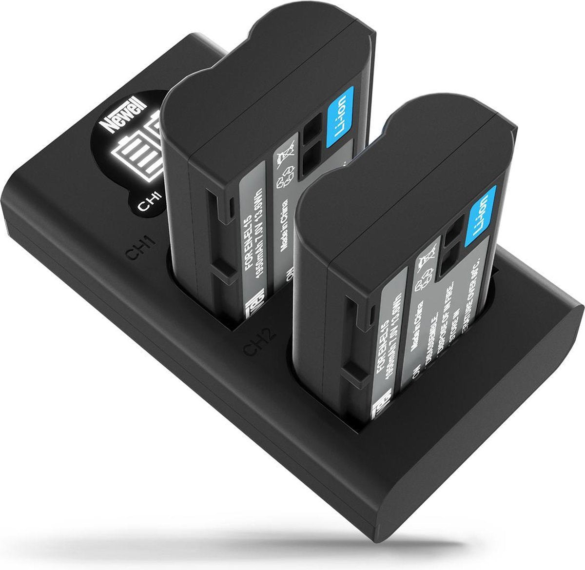 2x Newell EN-EL15B  Accu Dual Pack met LCD lader