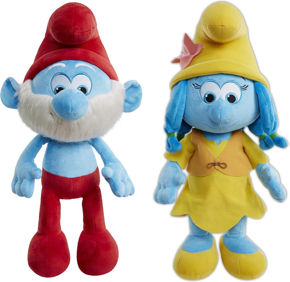 Reuze Smurfen Set (50 cm) pluche: Grote smurf en Smurfin
