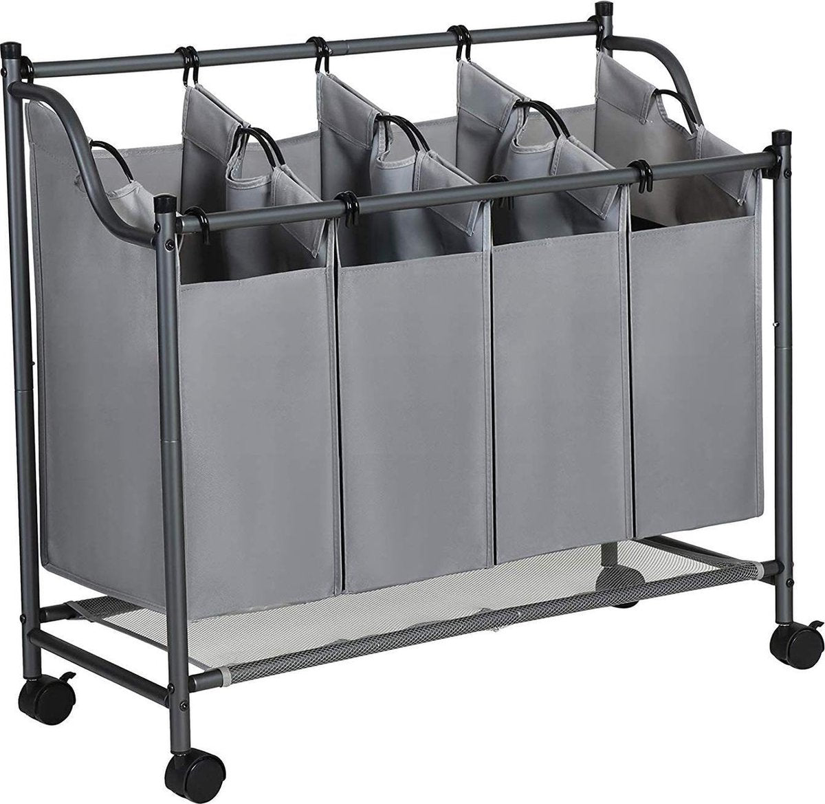 Nancy's Wassorteerder 4 Vakken - 140 L Grijs Opvouwbare Wasmand - Waskar Grijs
