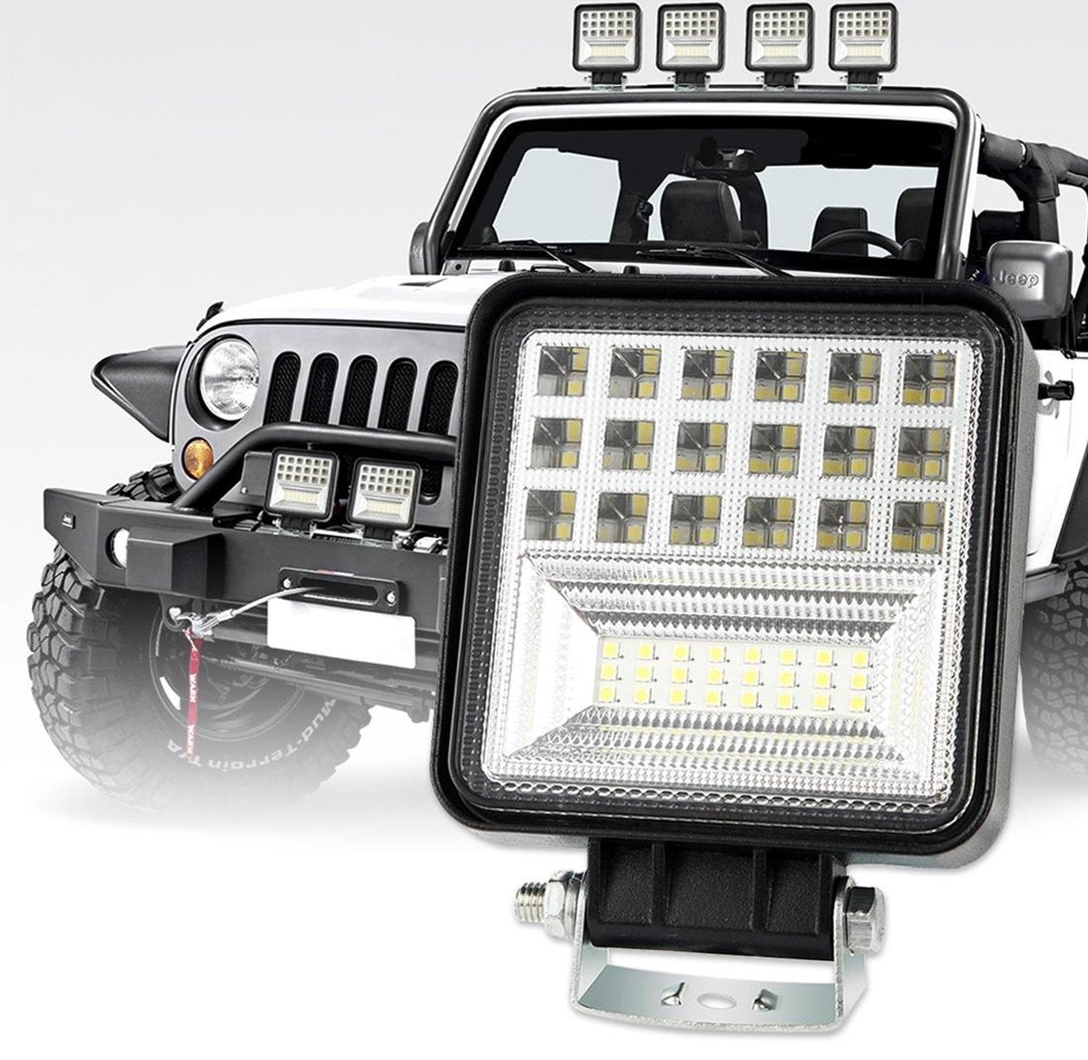 2 STKS 4 inch 20W Spot / Flood Light Wit licht Vierkant Waterdichte Auto SUV Werklampen Spotlight LED-lampen