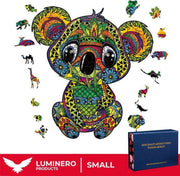 Luminero™️ - Jigsaw Houten Puzzel - Koala Small Formaat – Wooden puzzle - Leuk voor volwassenen - Unieke vormen - Educatieve puzzels - Fantastisch cadeau voor vrienden en gezinnen - Huisdecoratie - Giftbox