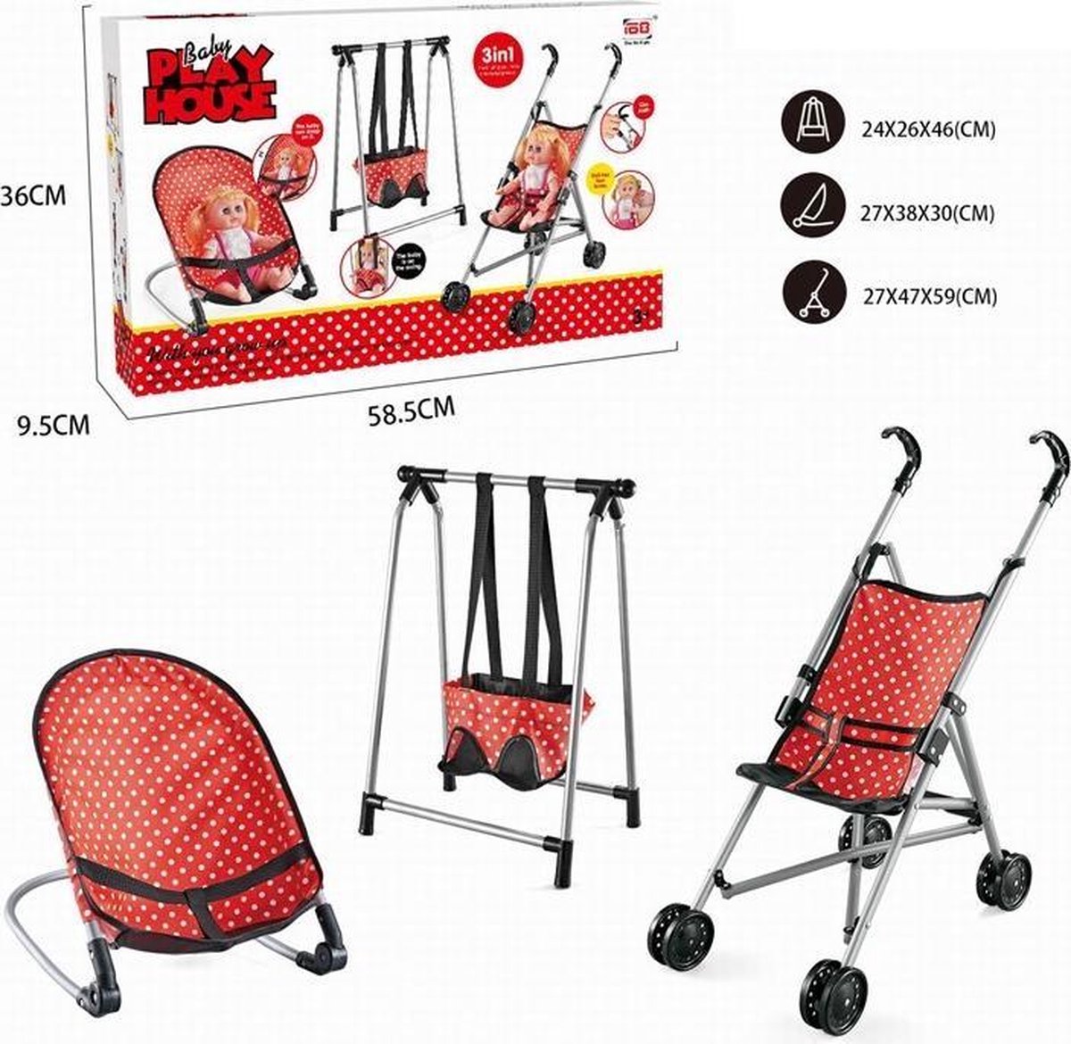 poppenset 3in1 wandelwagen