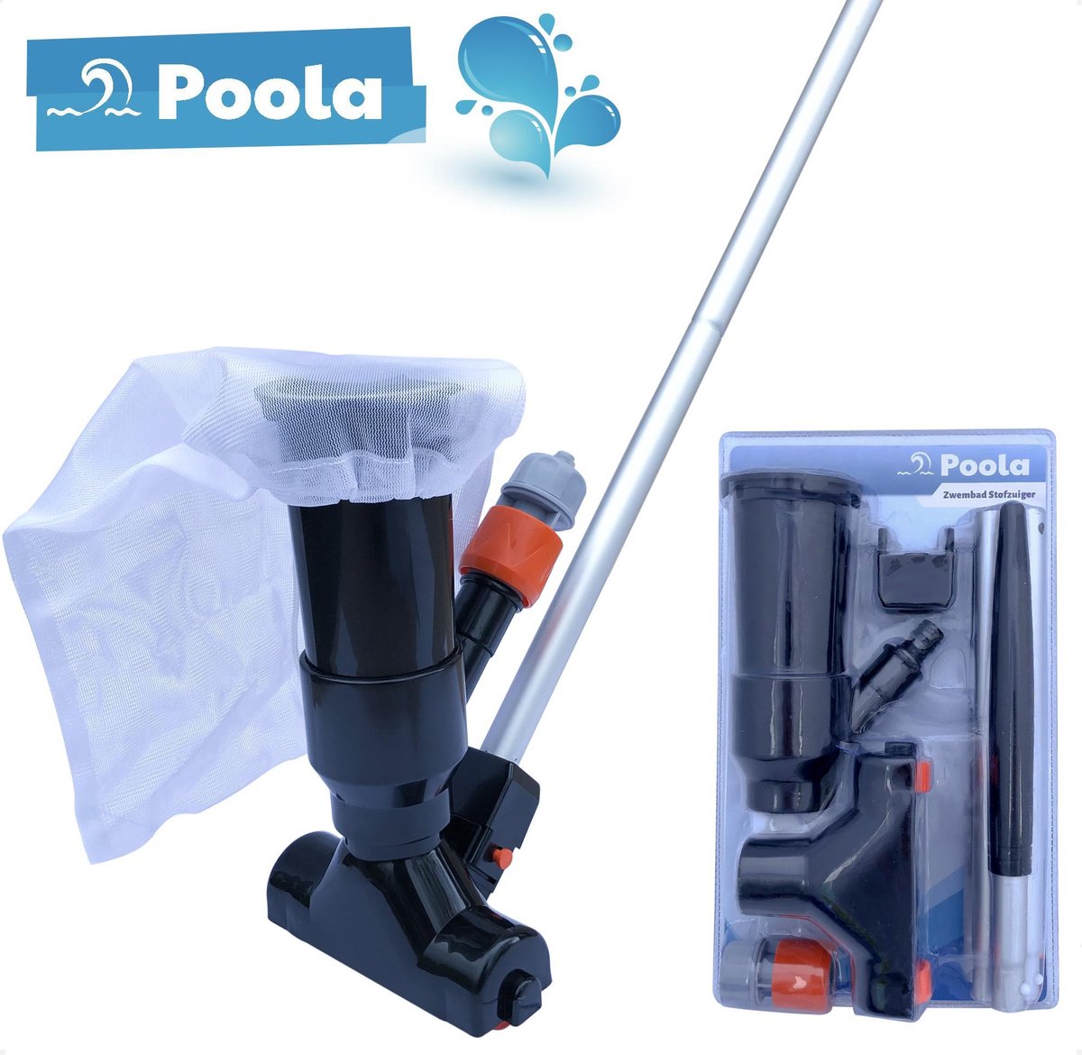 Poola Zwembad stofzuiger - Zwembad bodem reiniging - Inclusief 5-delige steel (140cm) - Bodemzuiger zwembad - Zwembadstofzuiger - Zwembad onderhoud - Zwart