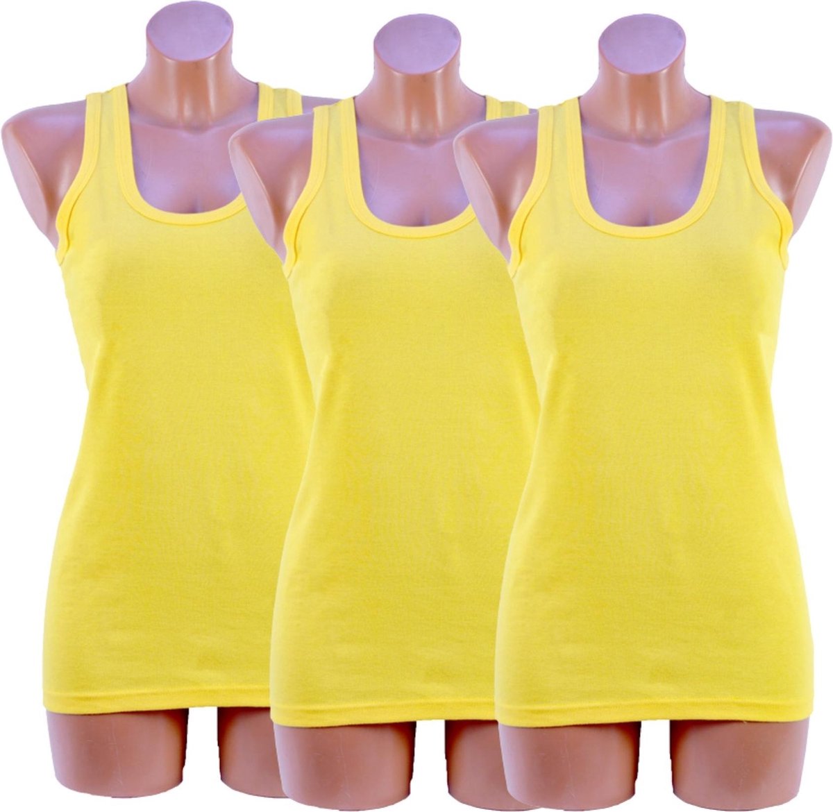 3 Pack dames hemd - 100% katoen - Geel - Maat M