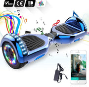 Evercross Hoverboard 6.5”| Flits Wielen | Bluetooth en LED verlichting | Blauw Chroom