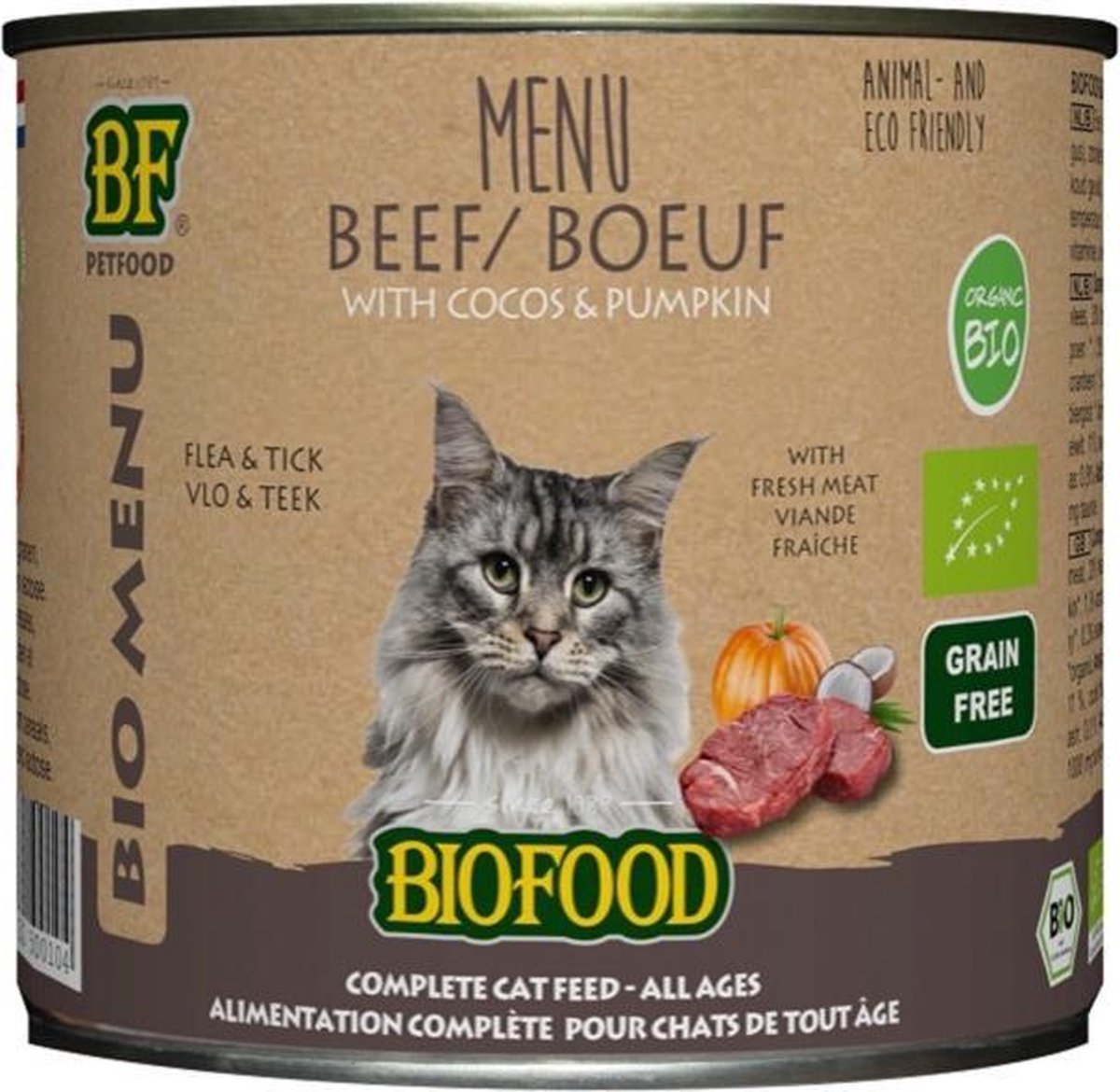 Biofood organic kat rund menu blik kattenvoer 200 gr