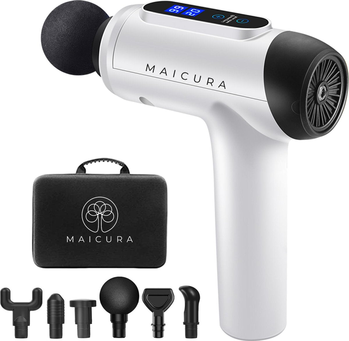 Maicura® Massage Gun - Professioneel Massage Apparaat - Sport en Relax Massage - Koffer - Wit