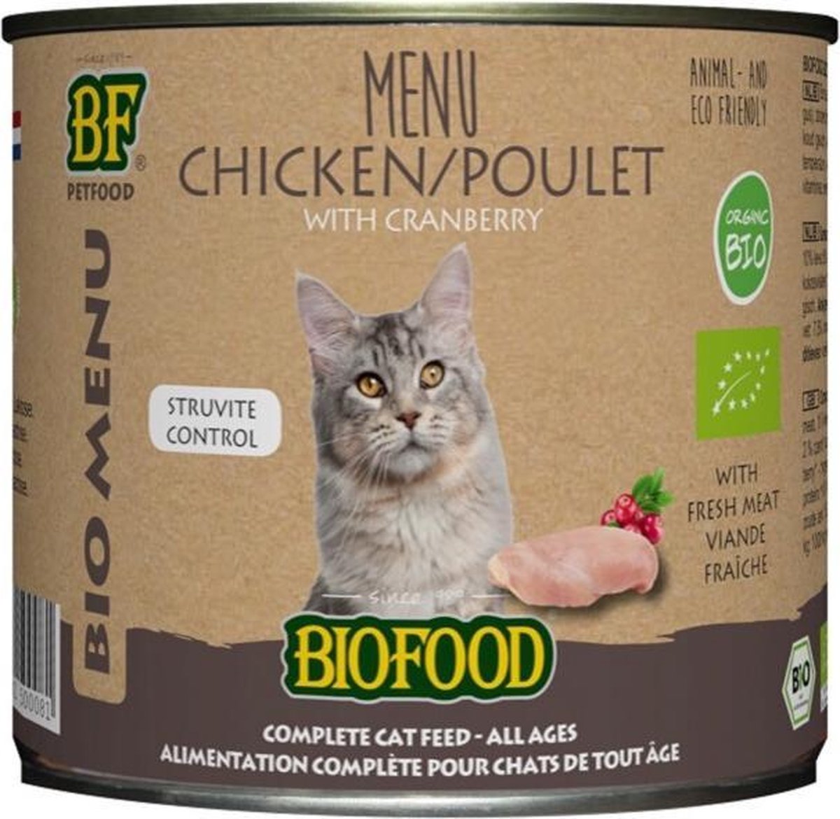 Biofood organic kat kip menu blik kattenvoer 200 gr