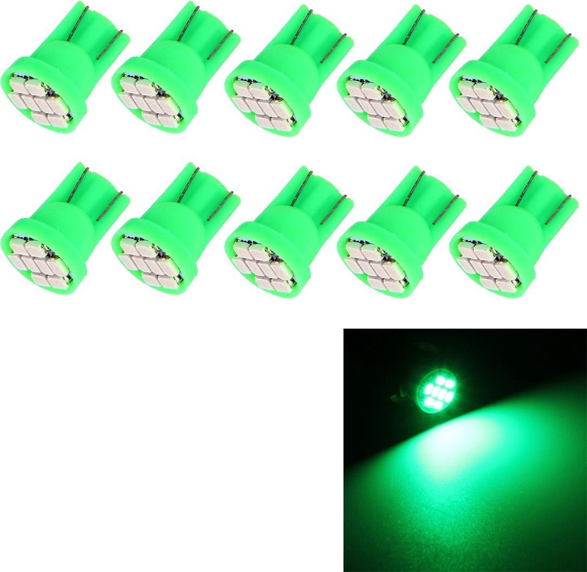 10 STKS T10 8 LED Auto Signaal Gloeilamp (Groen Licht)