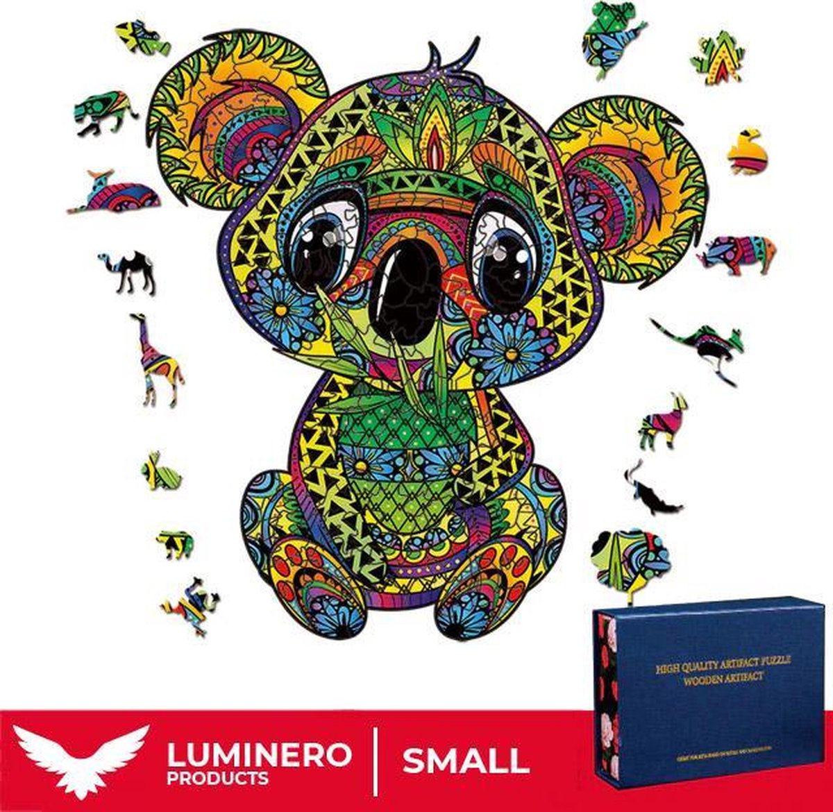 Luminero™️ - Jigsaw Houten Puzzel - Koala Medium Formaat – Wooden puzzle - Leuk voor volwassenen - Unieke vormen - Educatieve puzzels - Fantastisch cadeau voor vrienden en gezinnen - Huisdecoratie - Giftbox