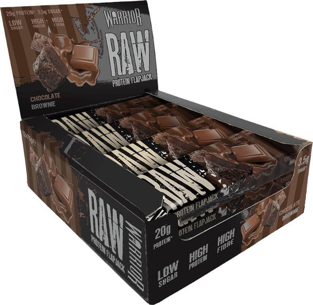 Warrior Raw Protein Flapjack - Chocolate Brownie - 12  Eiwitrepen