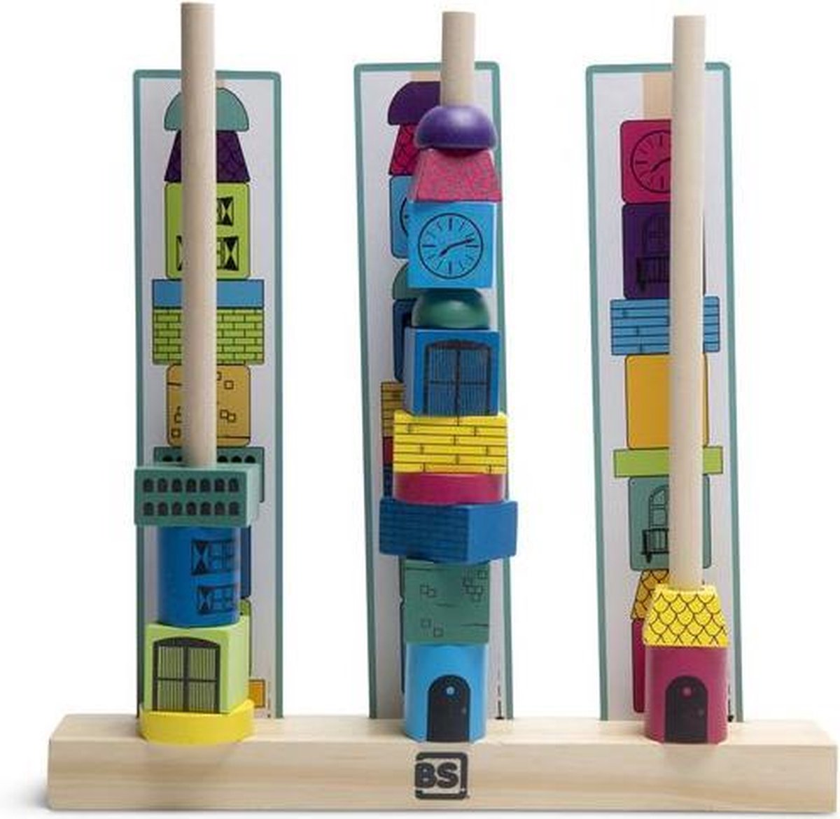 Bs Toys Blokkenset Stapeltorens 28 X 26 Cm Hout 55-delig