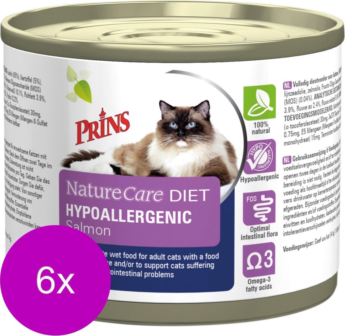 Prins Naturecare Diet Cat Hypoallergenic - Kattenvoer - 6 x Zalm 175 g