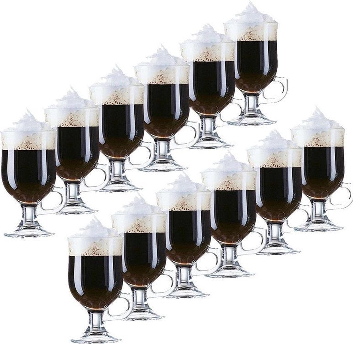 12x Irish Coffee glazen Opal transparant 240 ml - Koffie glazen hardglas 240 ml