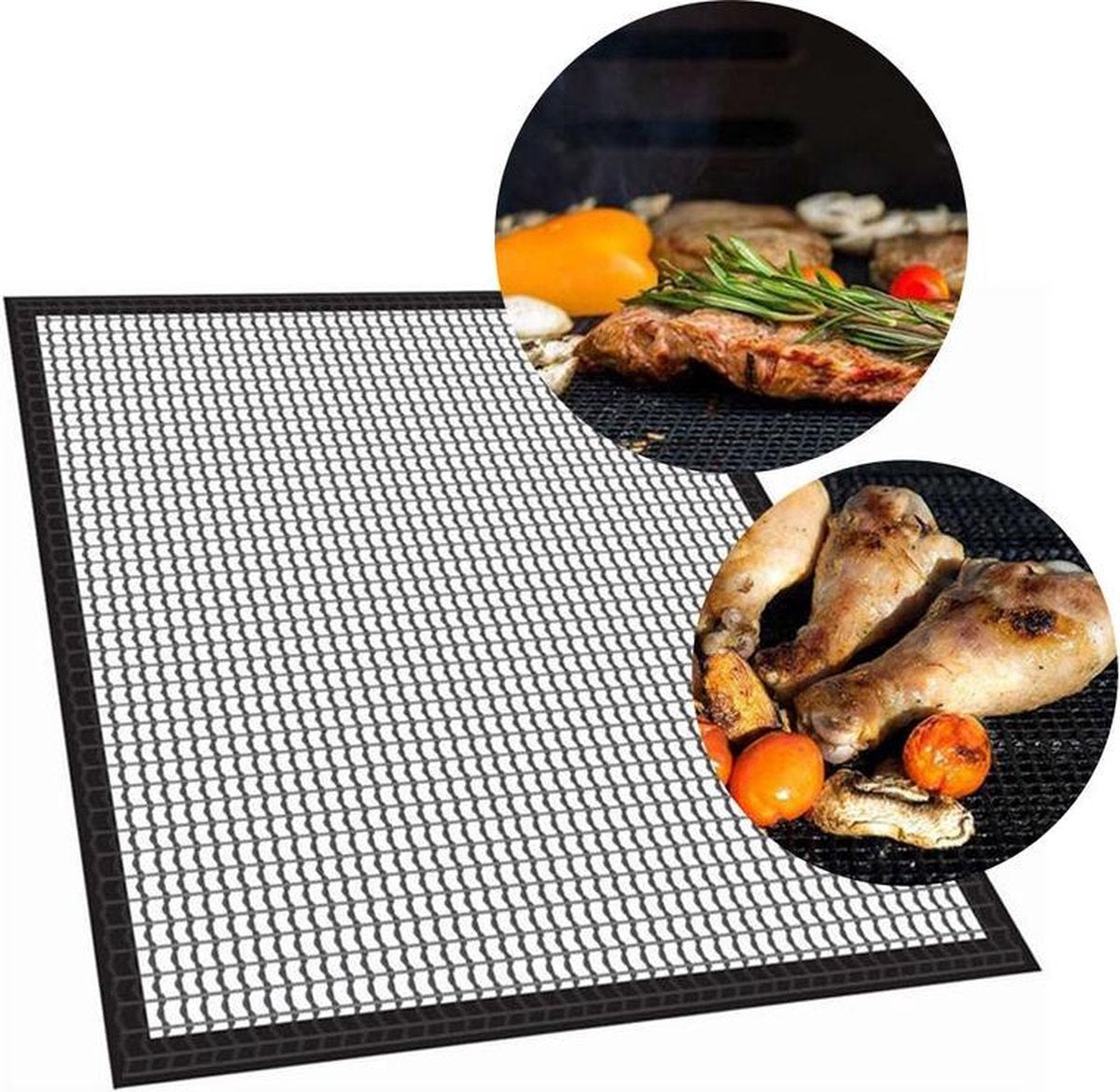Krumble Barbecue grill mat teflon - 33 x 40cm - Barbecue accessoires - Op maat te knippen - Anti kleef -BBQ grill mat - Bescherm mat - BBQ mat Hittebestendig  Zwart