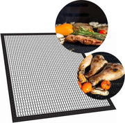 Krumble Barbecue grill mat teflon - 33 x 40cm - Barbecue accessoires - Op maat te knippen - Anti kleef -BBQ grill mat - Bescherm mat - BBQ mat Hittebestendig  Zwart