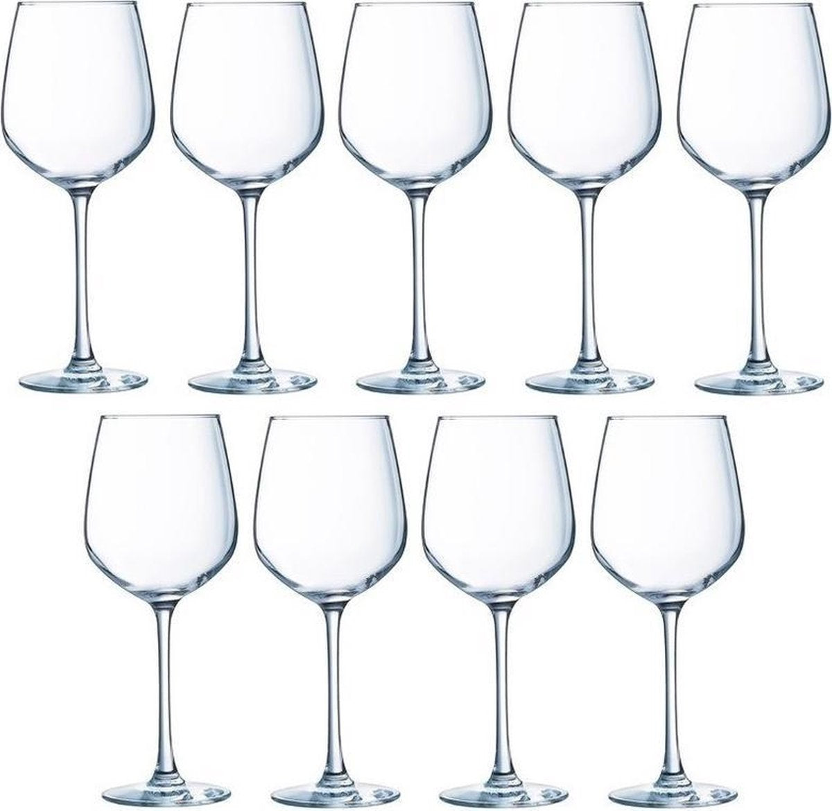 9x Wijnglazen transparant 310 ml  - Wijnglas witte wijn op voet 9 stuks