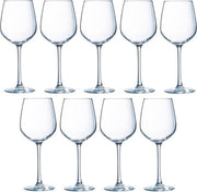 9x Wijnglazen transparant 310 ml  - Wijnglas witte wijn op voet 9 stuks
