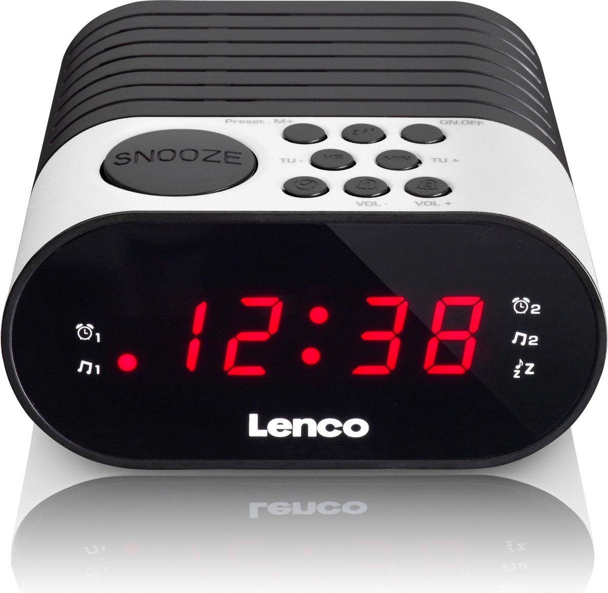 Lenco CR-07 - Wekkerradio met slaaptimer en dubbel alarm - Wit