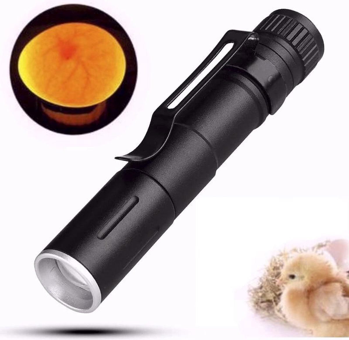 Krachtige Luxe Schouwlamp - incl AAA batterij - geschikt voor alle soorten kleine en grote eieren - kippen