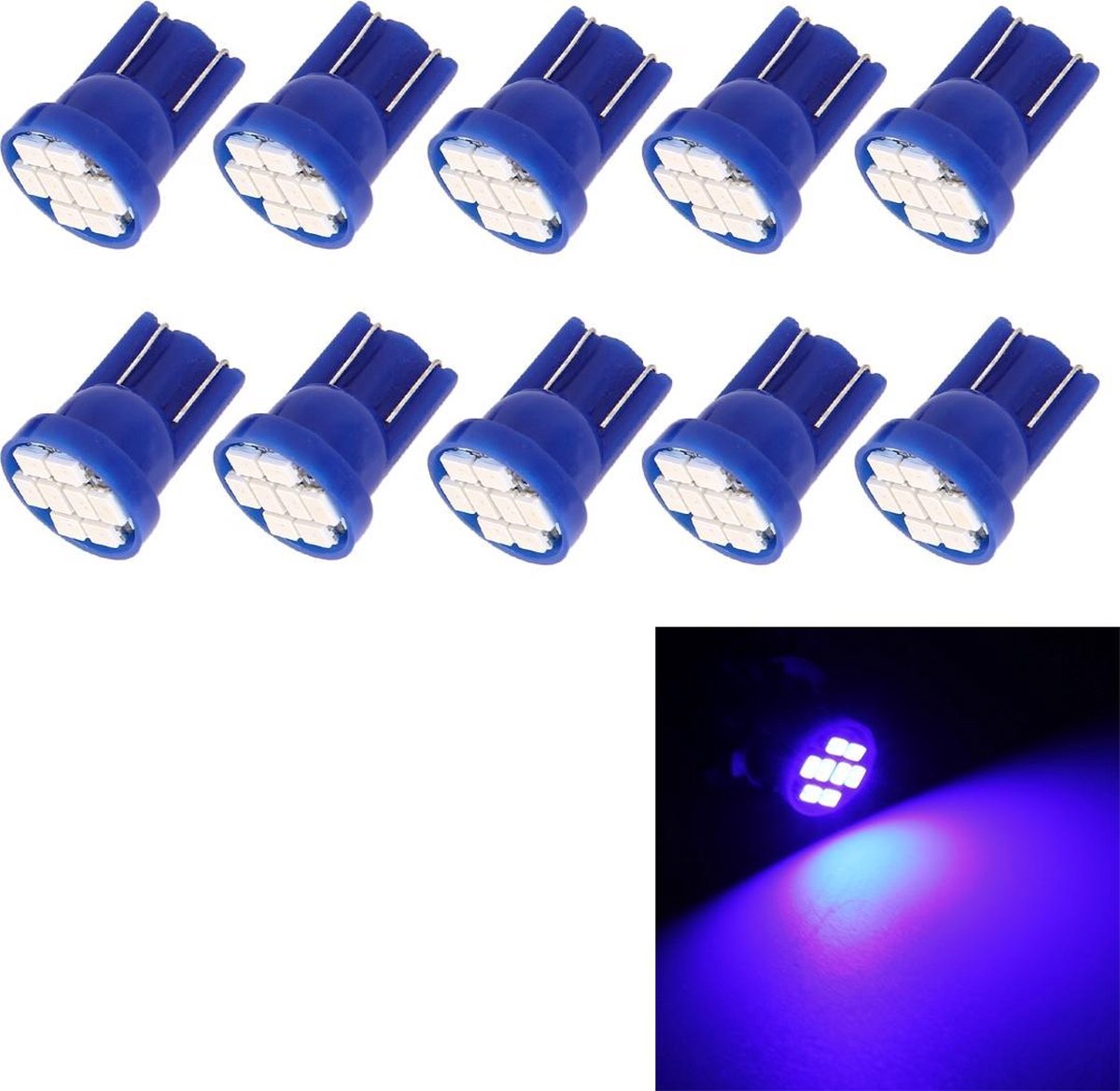 10 STKS T10 8 LED auto signaal gloeilamp (blauw)