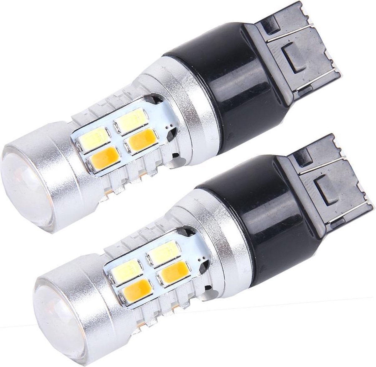 2 STKS T20 / 7443 10W 1000 LM 6000K Wit + geel licht richtingaanwijzer met 20 SMD-5730-LED-lampen en lenzen. DC 12-24V