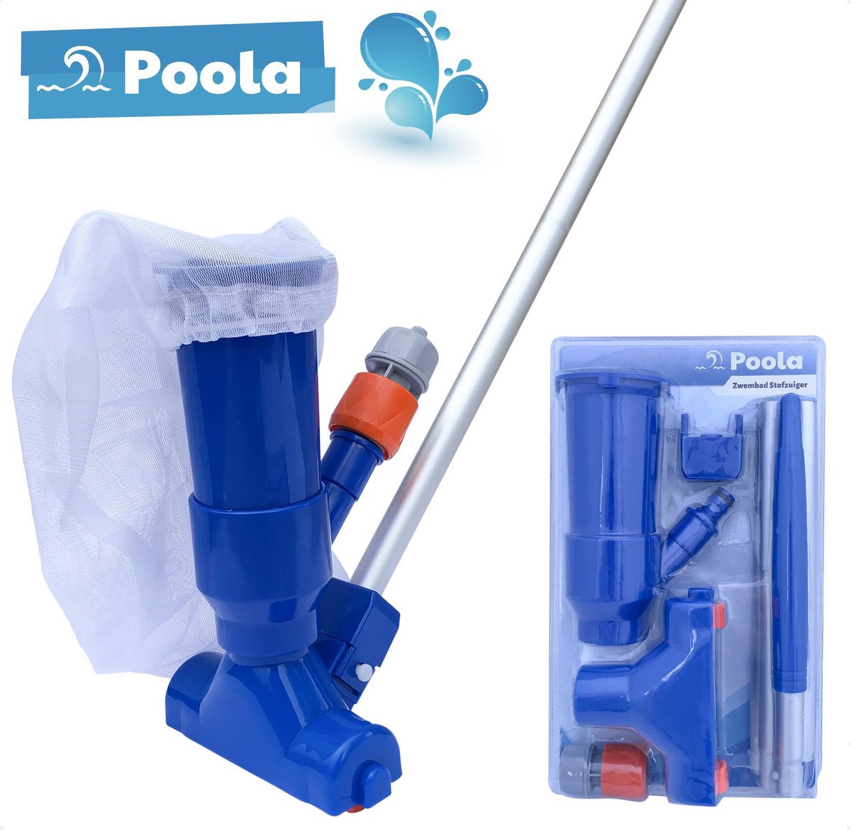 Poola Zwembad stofzuiger - Zwembad bodem reiniging - Inclusief 5-delige steel (140cm) - Bodemzuiger zwembad - Zwembadstofzuiger - Zwembad onderhoud - Blauw