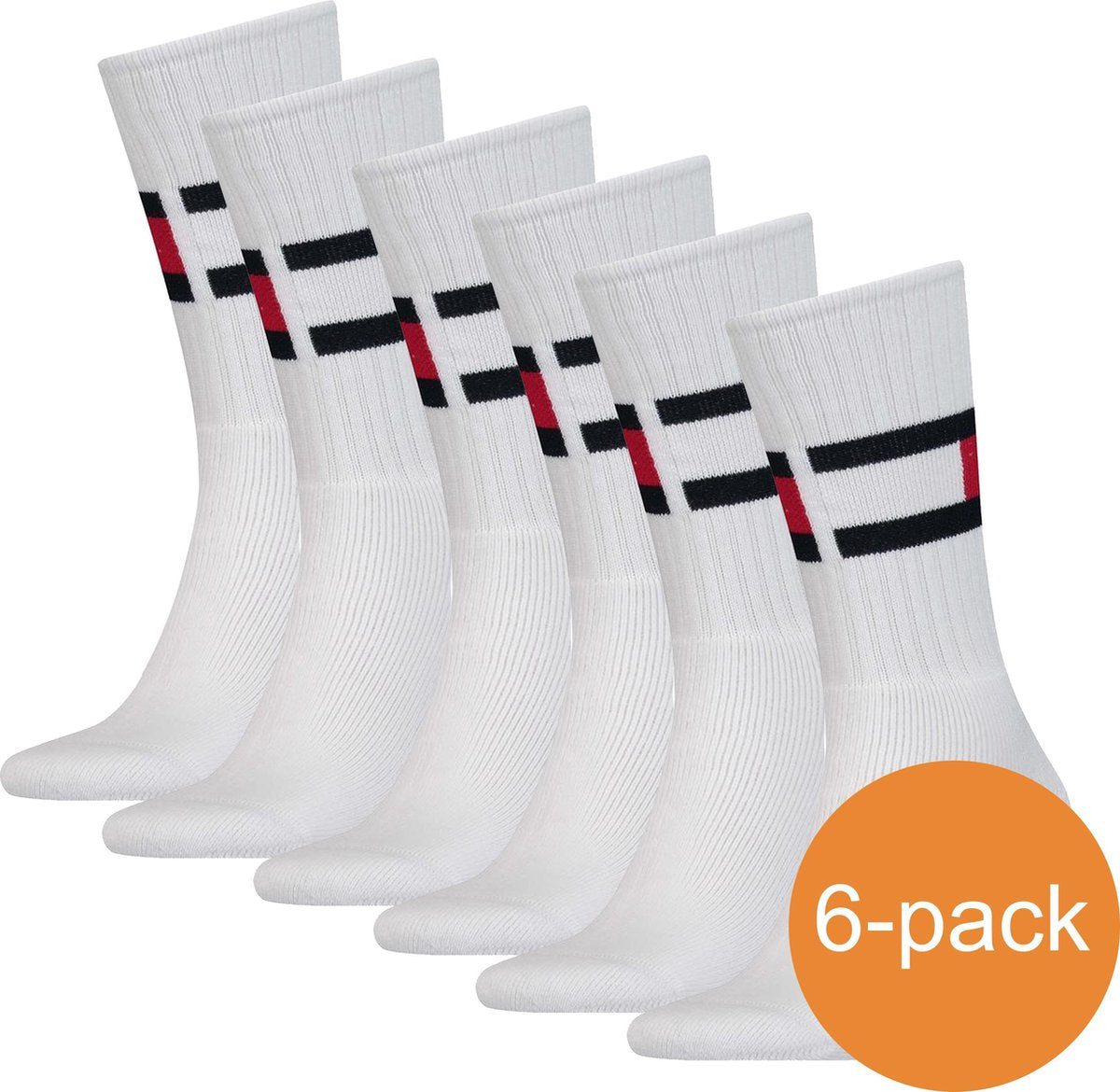 Tommy Hilfiger Sokken  -  6 paar - Flag Dark White - Maat 35/38