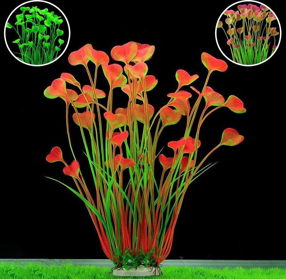 Dierplezier - Aquarium decoratie - Koraal - Kunstplant Aquarium Fluo - Planten voor aquarium - Mooie neon planten –Planten Groen multi bloemen - Aquariumdecoratie - Aquariumversiering - Benodigdheden aquarium – 40 cm x 9cm