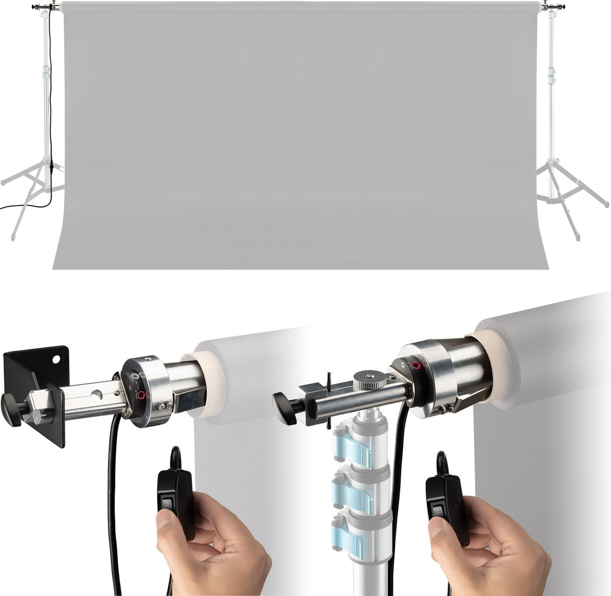 Bresser Electrisch Achtergrondsysteem MR-300 - Ook te bevestigen aan plafond of muur - 300cm Breed