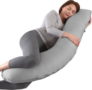 Litollo® Zwangerschapskussen (J-vorm) - Zijslaapkussen - Voedingskussen - Lichaamskussen - Body pillow - 145cm - Afneembare hoes - Grijs