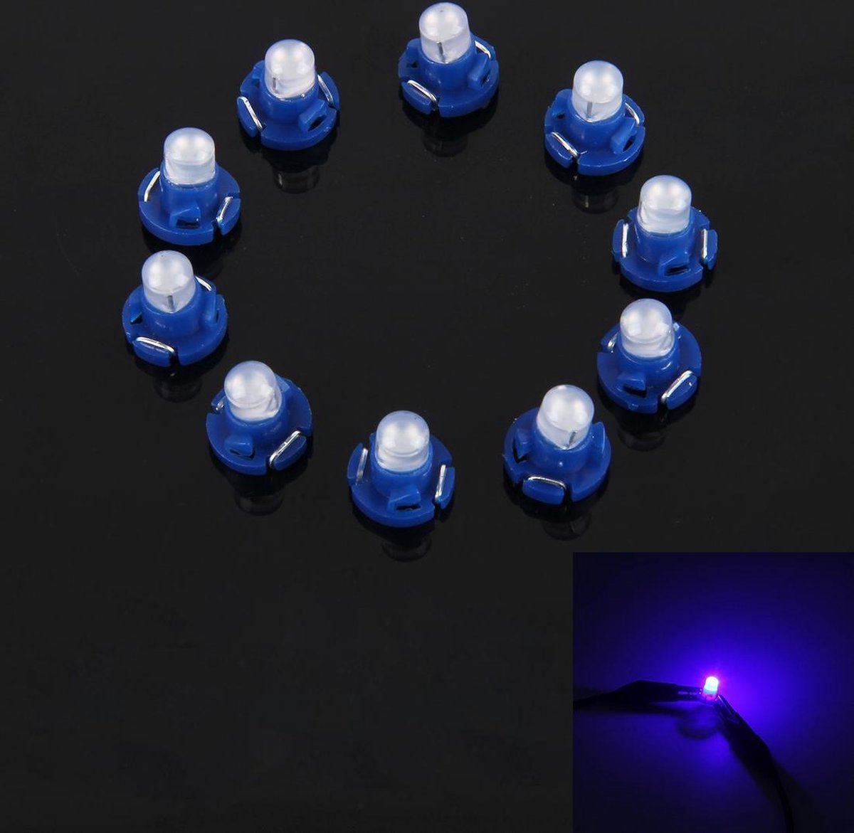 10 STKS 2 W T4.2 Wedge Instrumentenpaneel LED Licht Dashboard Gauge Cluster Indicator Lamp (Blauw Licht)