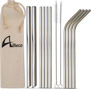 Herbruikbare metalen rietjes – 13-delige set – RVS smoothie & cocktail rietjes - Zilver