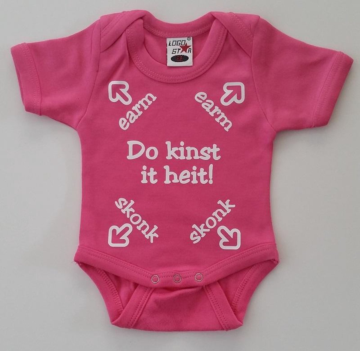 Romper met Friese tekst | maat 56 | Do kinst it heit | Fuchsia roze