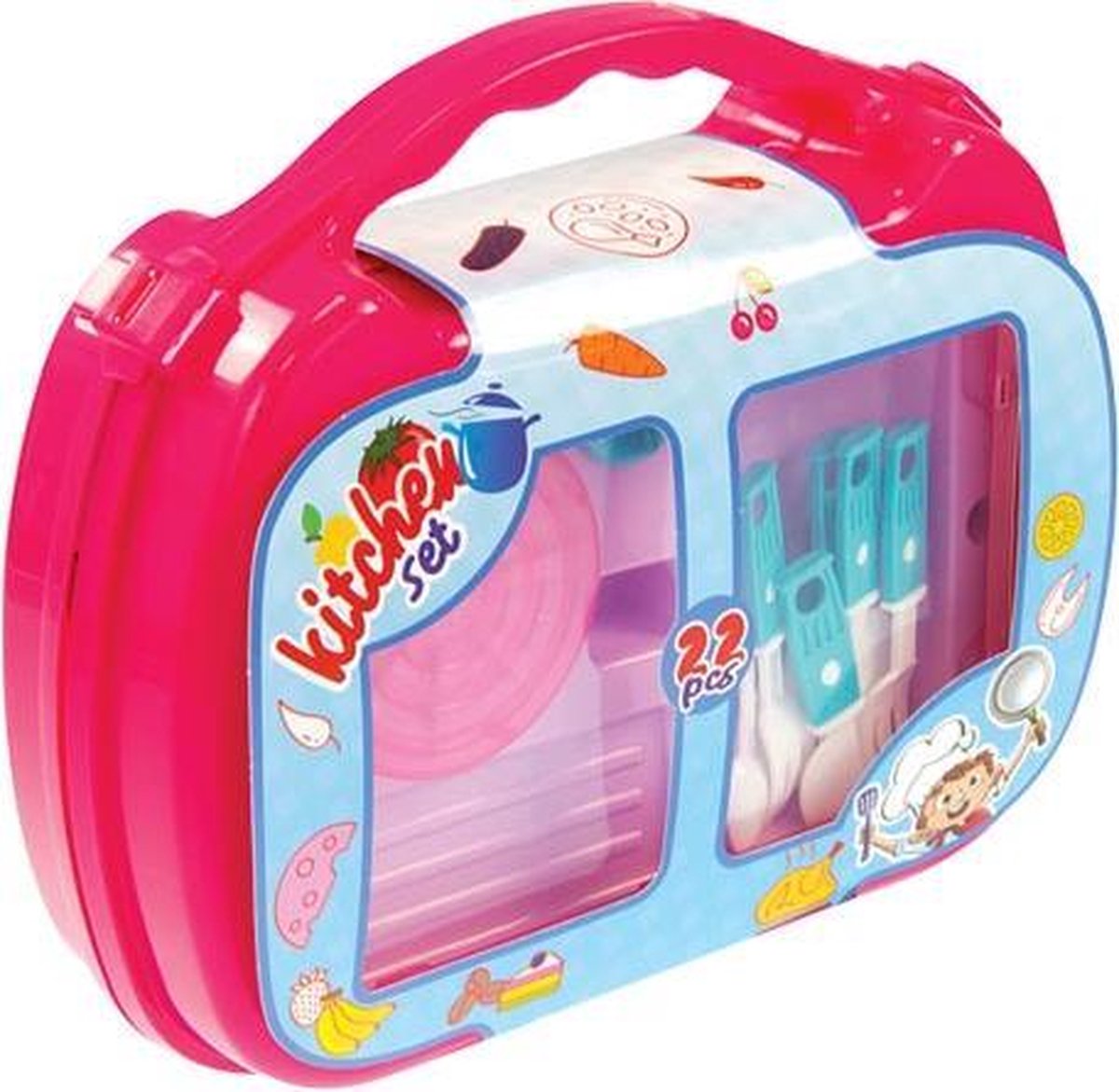 Mochtoys Speelgoed Keukenkoffer 30x25x8 Cm Roze/lichtblauw