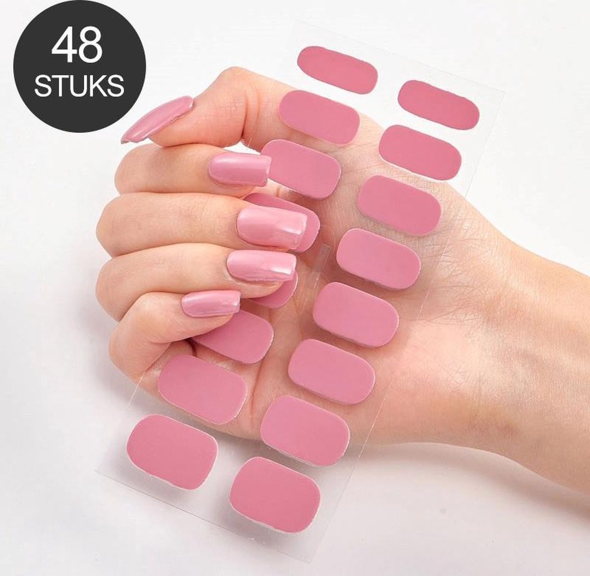 Goodlux nagelstickers set 48 stuks - Plaknagels - Kunstnagels - Nepnagels - Roze
