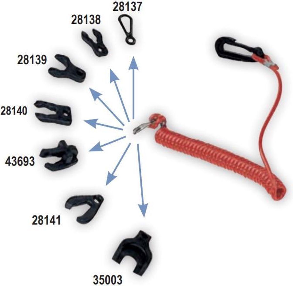 Lalizas Set Kill Switch Key w/Coil Lanyard