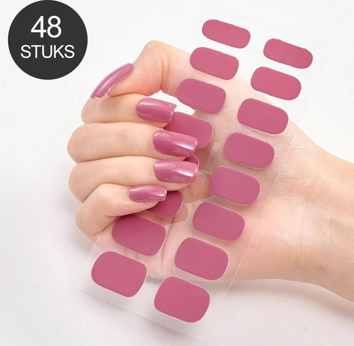 Goodlux nagelstickers set 48 stuks - Plaknagels - Kunstnagels - Nepnagels - Berry rood