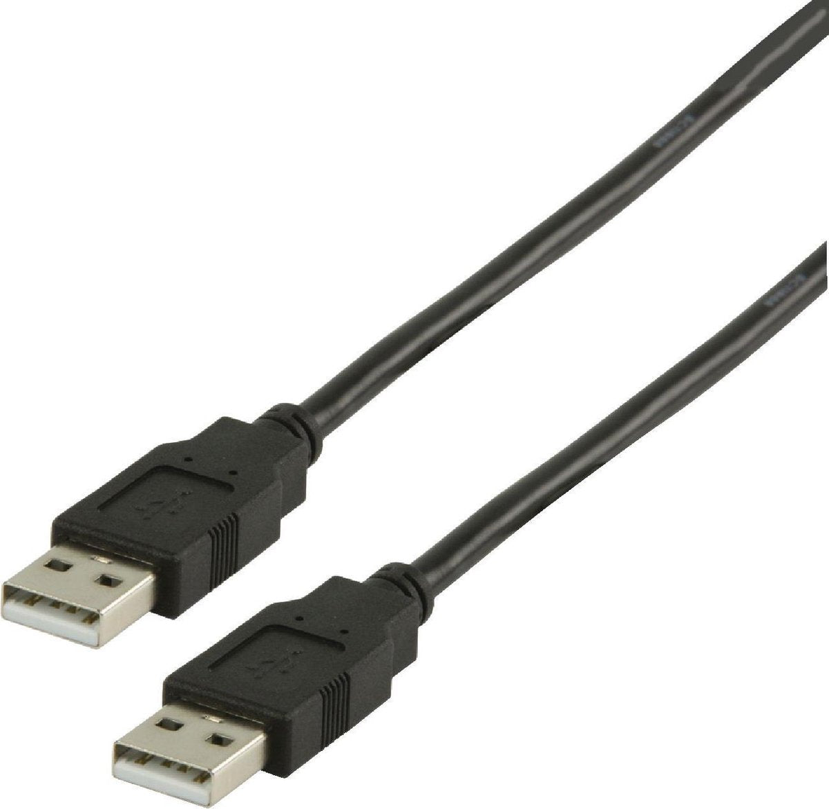 USB-Kabel | USB 2.0 | USB-A Male | USB-A Male | 480 Mbps | Vernikkeld | 3.00 m | Rond | PVC | Zwart | Polybag