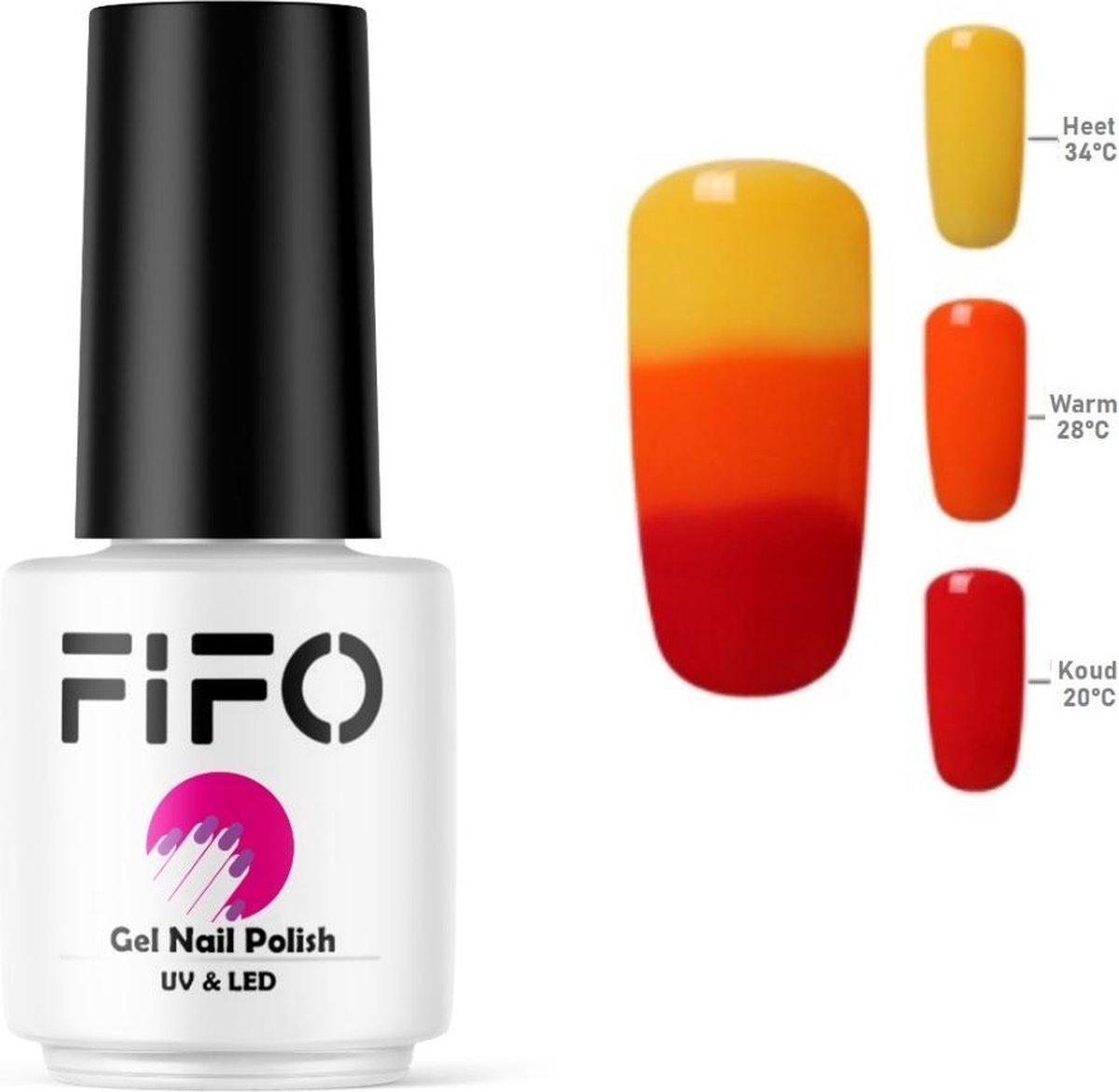 Thermo Gel Polish - Thermo Gellak - Temperatuurgevoelige nagellak - Thermische nagellak - Temperatuur veranderende - Kleur veranderende   #4224 ( Geel - Oranje - Rood ) - UV & LED
