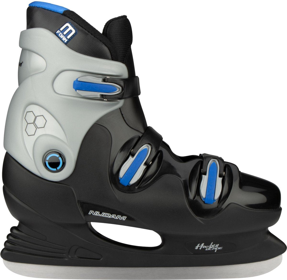 Nijdam IJshockeyschaats - Hardboot - Zwart/Blauw - Maat 44