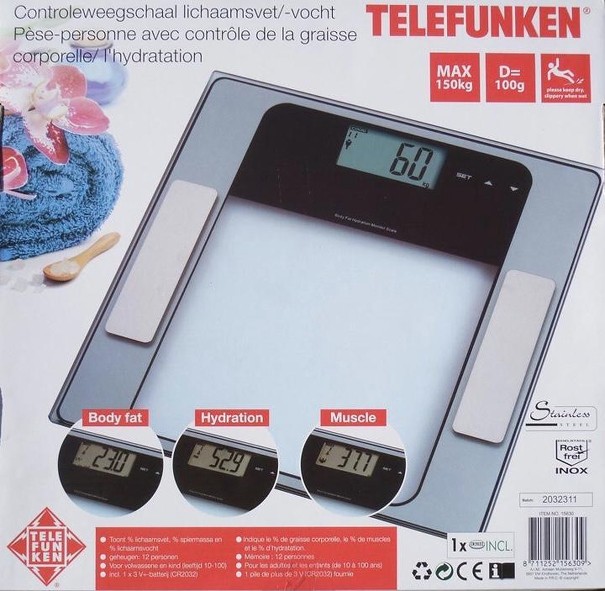 Telefunken - Digitale weegschaal - Met body mass index