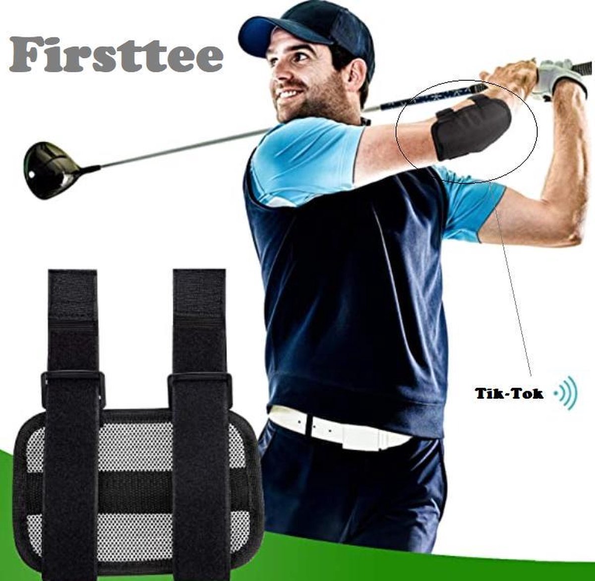 Firsttee Elleboogcorrector - Met CORRECTIEGELUID & ADEMEND - Elleboog - Corrector - Swing trainer - Sport - Training - Golf accessoires - Trainingsmaterialen - Cadeau - Golfballen - Golftrainingsmateriaal - Mat afslaan tees - Houding - Golfset - Net