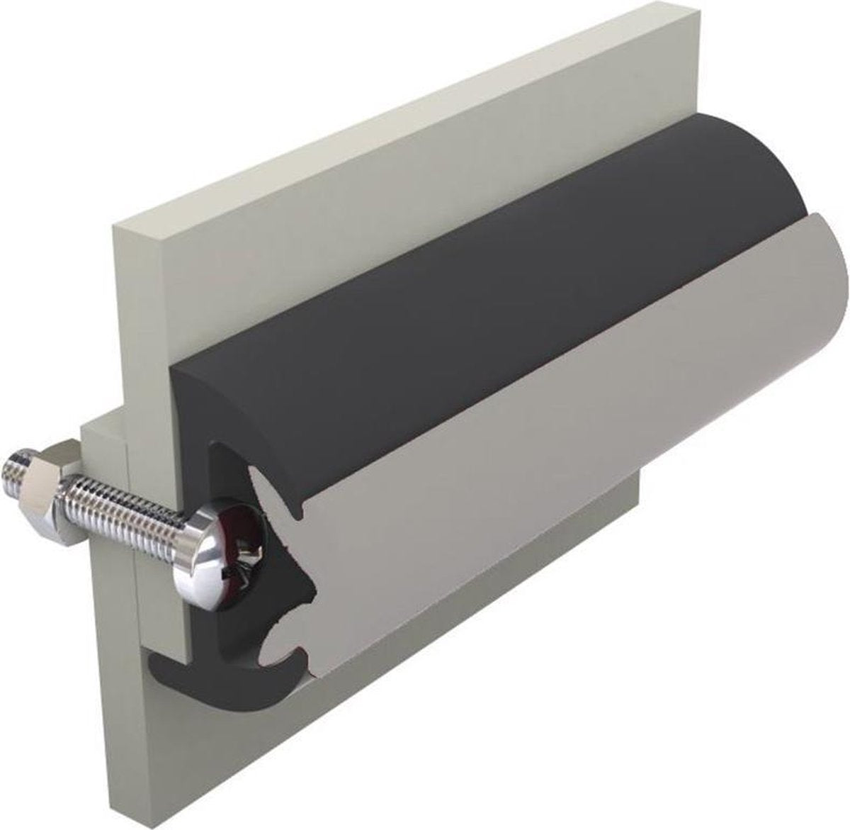 Stootlijst SET POLY3528 30 Mtr Antraciet met Grijze bies