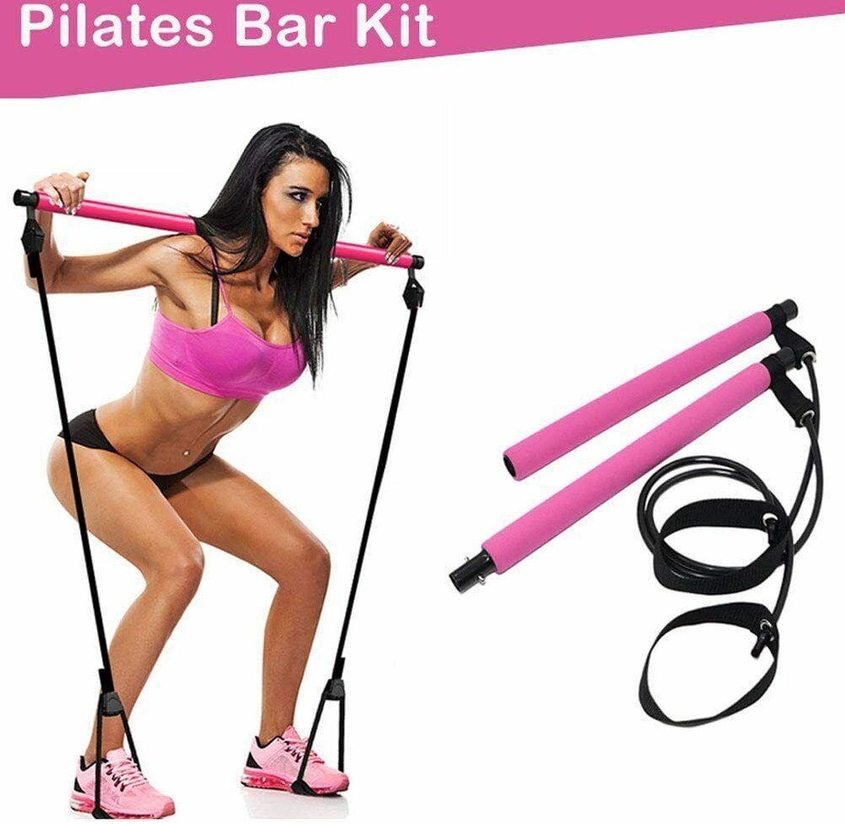 Nixnix - Pilates Sticks - Roze - Professionele Fitness Bar - Yoga sticks - Pilates set - Weerstandsband - Gym sticks